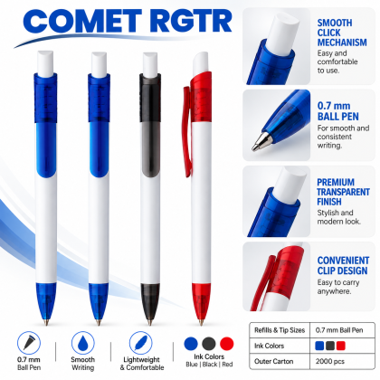 Comet RGTR 0.7mm Smooth Writing Promotional Ball Pen