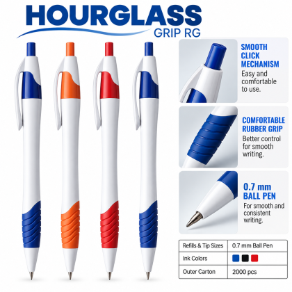 Hourglass Grip RG 0.7mm Promotional Ball Pen with Comfort Grip