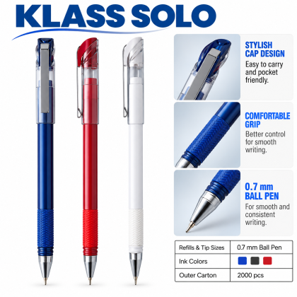 Klass Solo 0.7mm Premium Grip Promotional Ball Pen