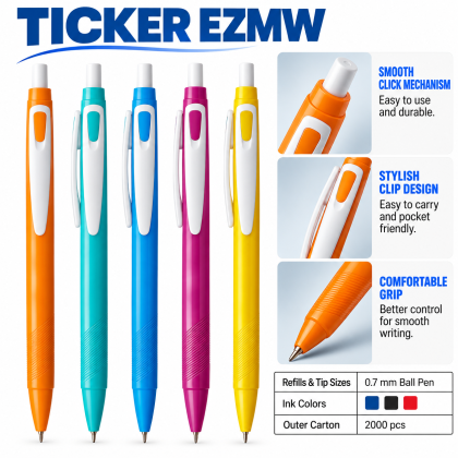 Ticker EZMW 0.7mm Colorful Promotional Ball Pen