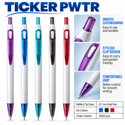 Ticker PWTR 0.7mm Promotional Ball Pen