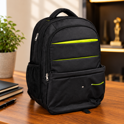 Premium PU Leather MR Backpack with Custom Steel Logo Branding